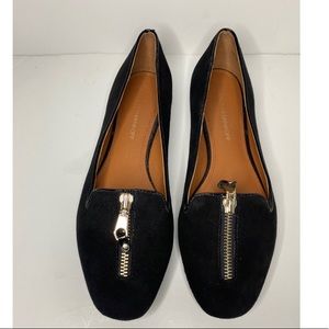 Rebecca Minkoff suede flats zip detail black 9